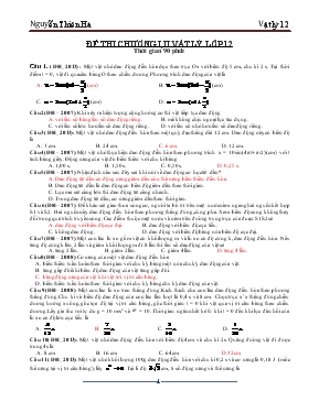 Đề thi chương I, II vật lý lớp 12 thời gian 90 phút